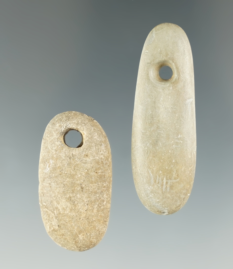 Two miniature Pebble Pendants from Ohio. Largest is 1 3/4".