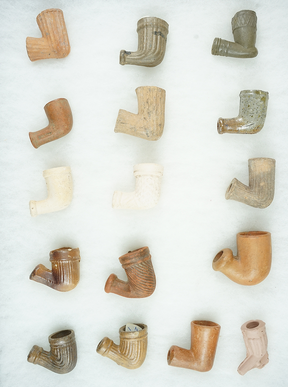 Set of 16 Trade Pipes of various styles, largest is 1 7/8".