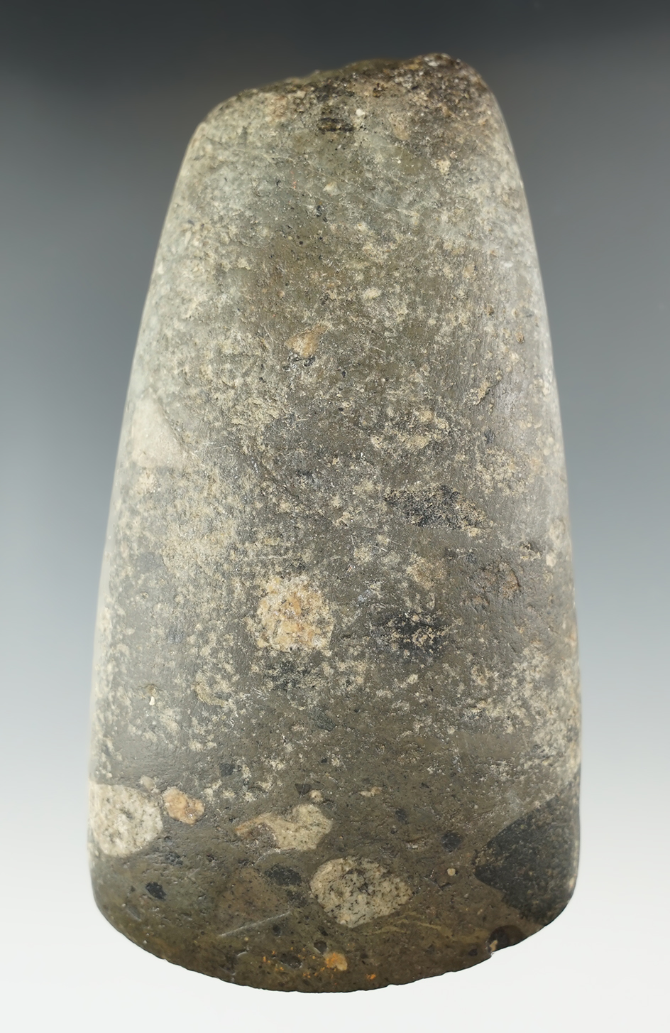 5 1/8" Beautiful "Pudding Stone" multi-colored Adena Adze. Found in Hardin Co., Ohio.