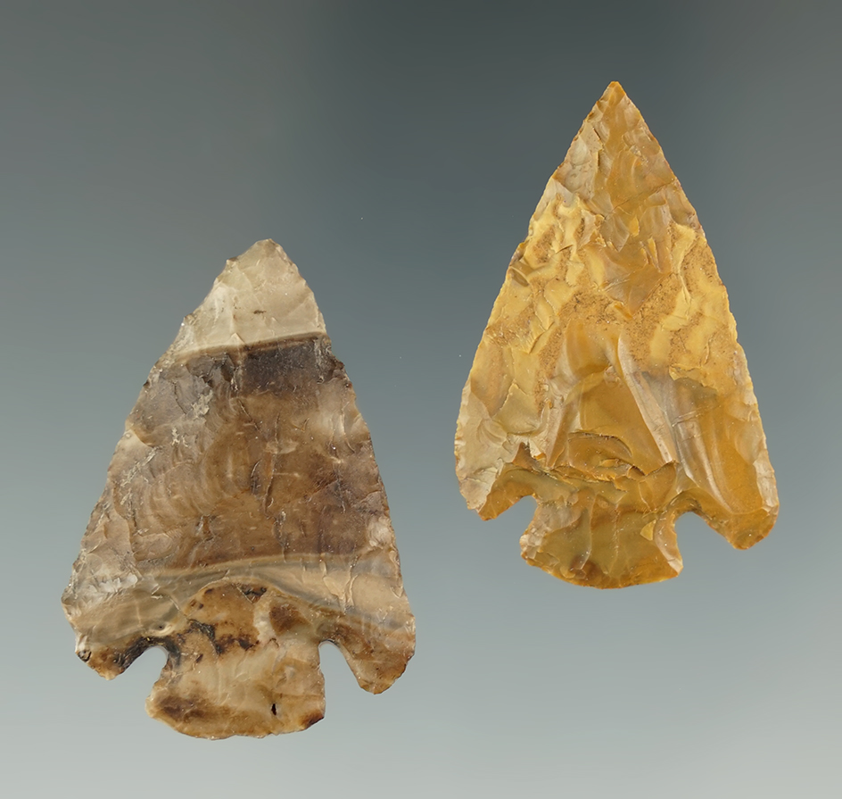 Pair of Quilomene Bar Points found near the Mid Columbia River, largest is 1 5/8".