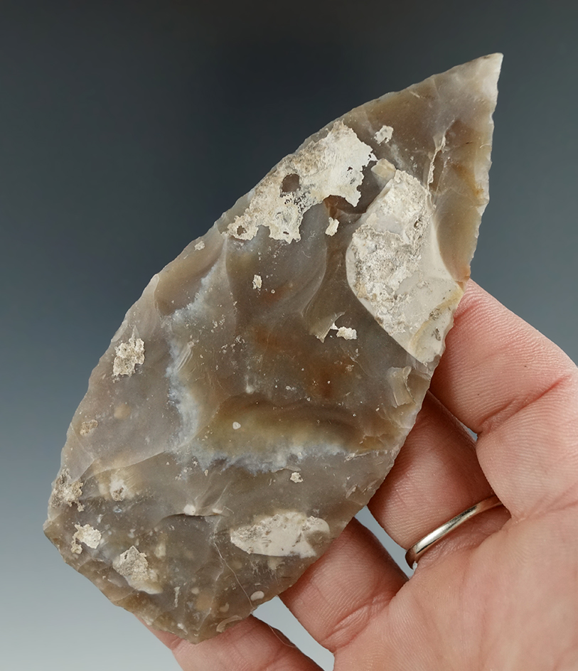 Ex. Museum! 4 1/16" Flint Blade that is nicely translucent found in Texas.