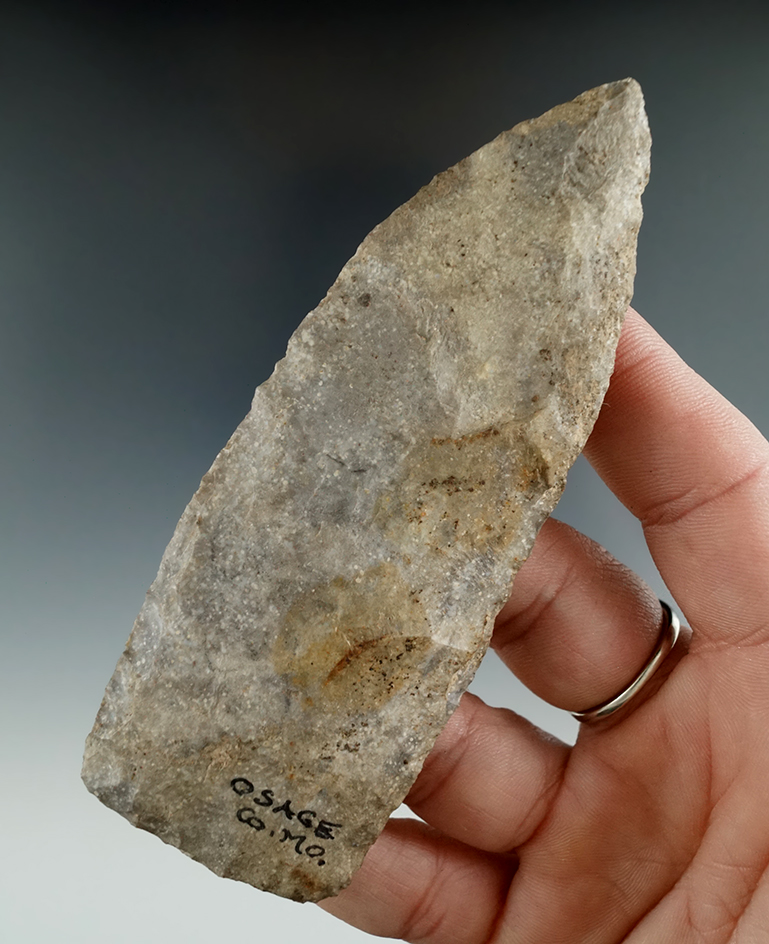 4 1/4" Lanceolate Knife that is very well patinated found in Missouri.