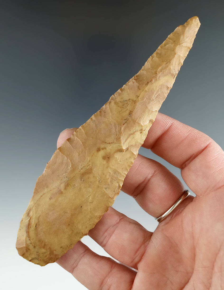 4 7/8" Knife made from beautiful Payson Flint found near Marblehead, Adams Co., Illinois.
