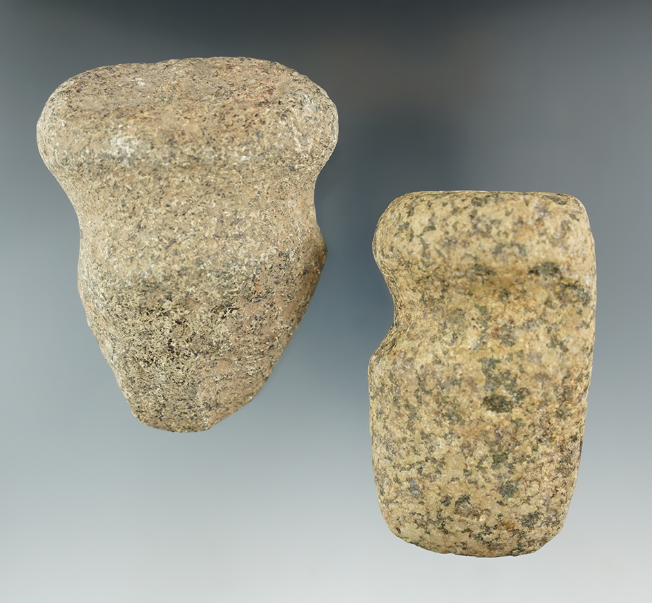 Pair of stone axes found in Ohio, largest is 3 3/8". Ex. Henry English collection.