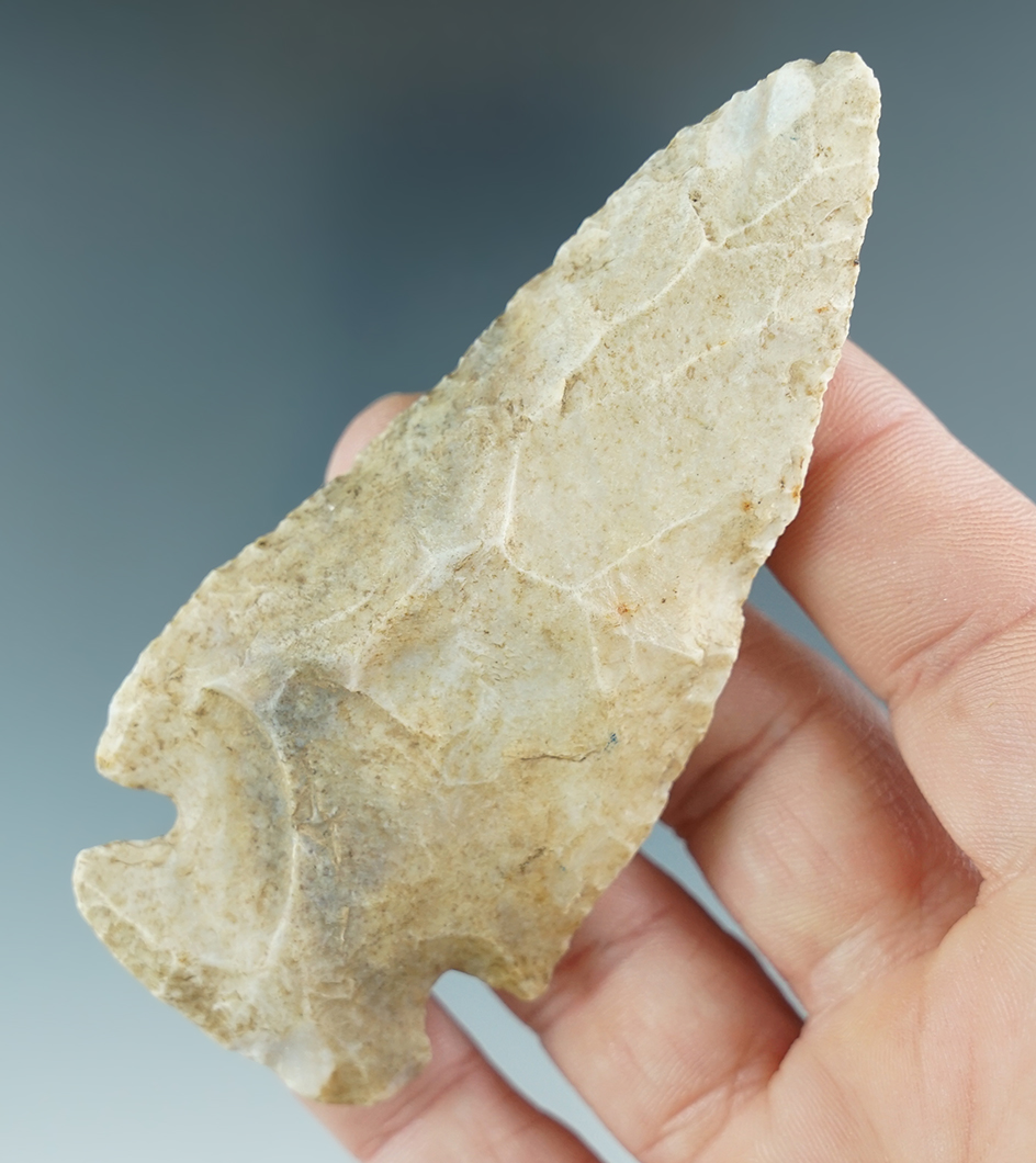 3 1/2" Archaic Cornernotch curved knife found in Indiana.