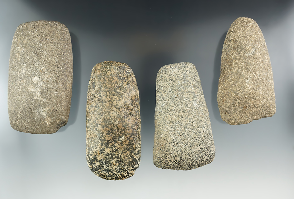 Set of four Celts found in southern Ohio, largest is 3 3/4". Ex. Henry English collection.