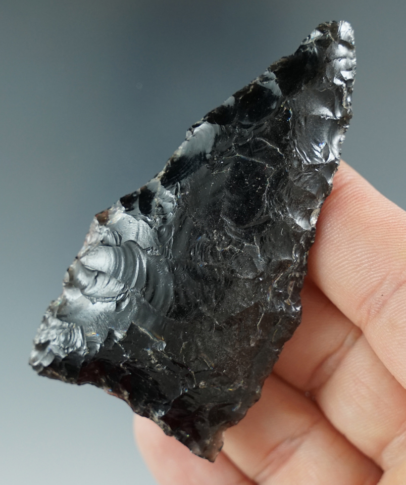 2 13/16" Obsidian Plateau Pentagonal Knife found near the Columbia River, Oregon. Ex. Jim Hogue