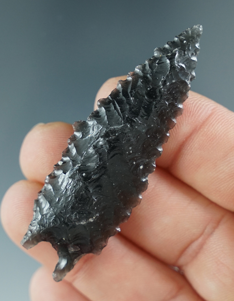 Nice! 2 5/16" Pinto Basin - excellent flaking and classic style. Excellent edge serrations. OR. Pict