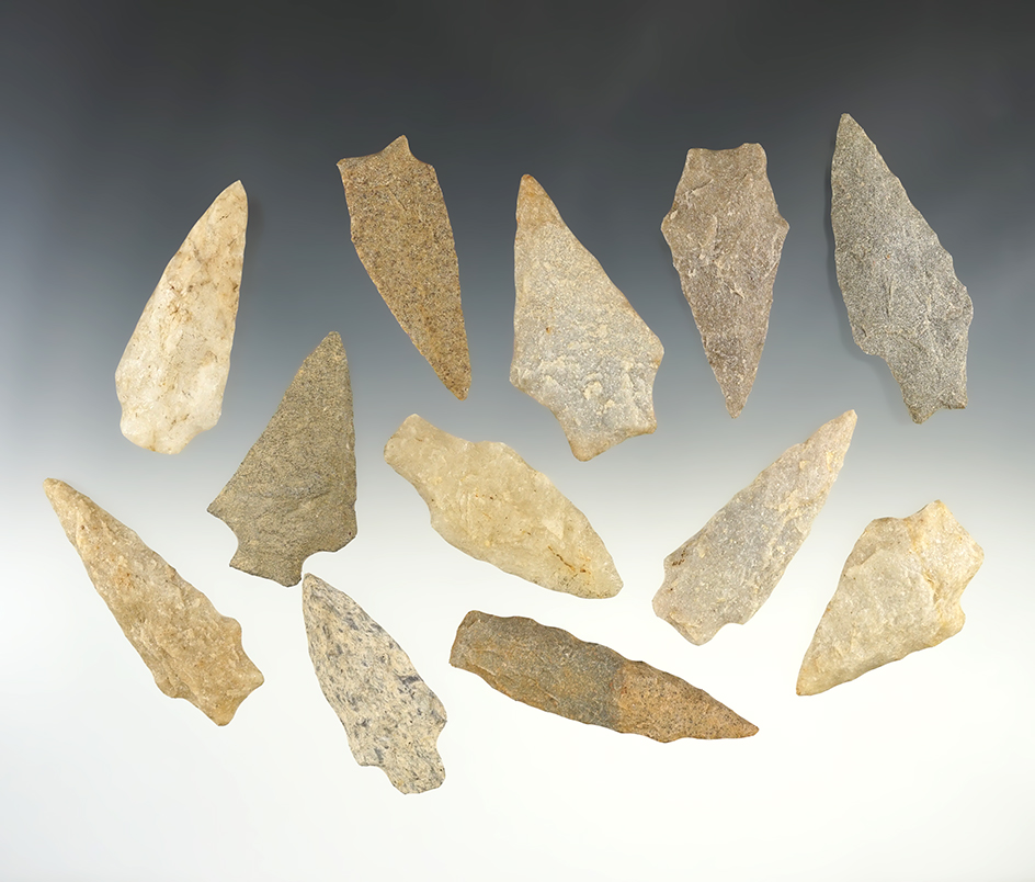 Set of 12 nice Eastern U.S. points. The largest is 3".