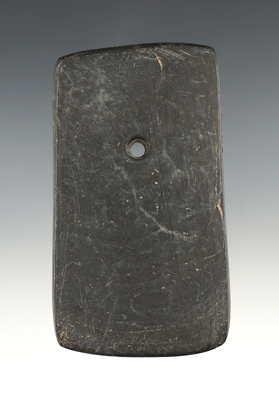 Nice 3 9/16" Adena Trapezoidal Pendant - Auglaize Co., Ohio. Ex. Wehrle, James Moffett.