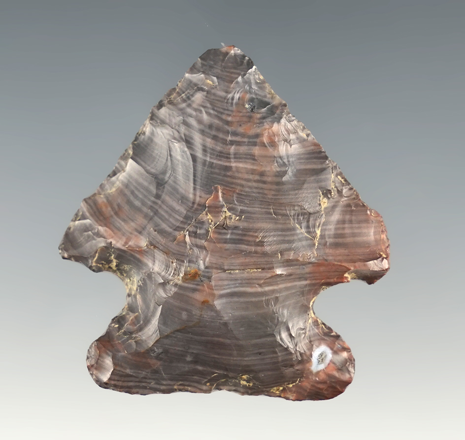 1 5/18" Pentagonal - Flint Ridge Nethers flint. Found in Ross Co., Ohio. Ex. Ron Sauer collection.