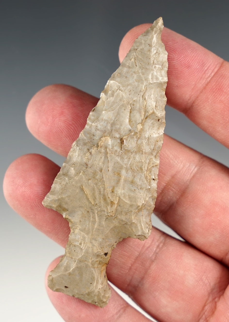 3 1/8" Coshocton Gray Ashtabula Point found in Northern Ohio, with nice wide notches.