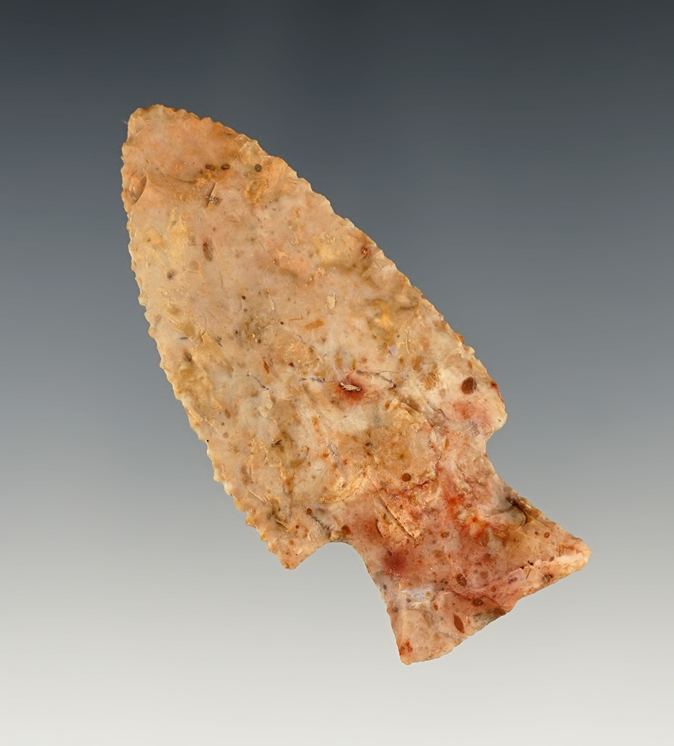 Exceptional 2 9/16" Hopewell, Multi-colored Flint Ridge flint. Found in Ross Co., Ohio. Ex. Converse