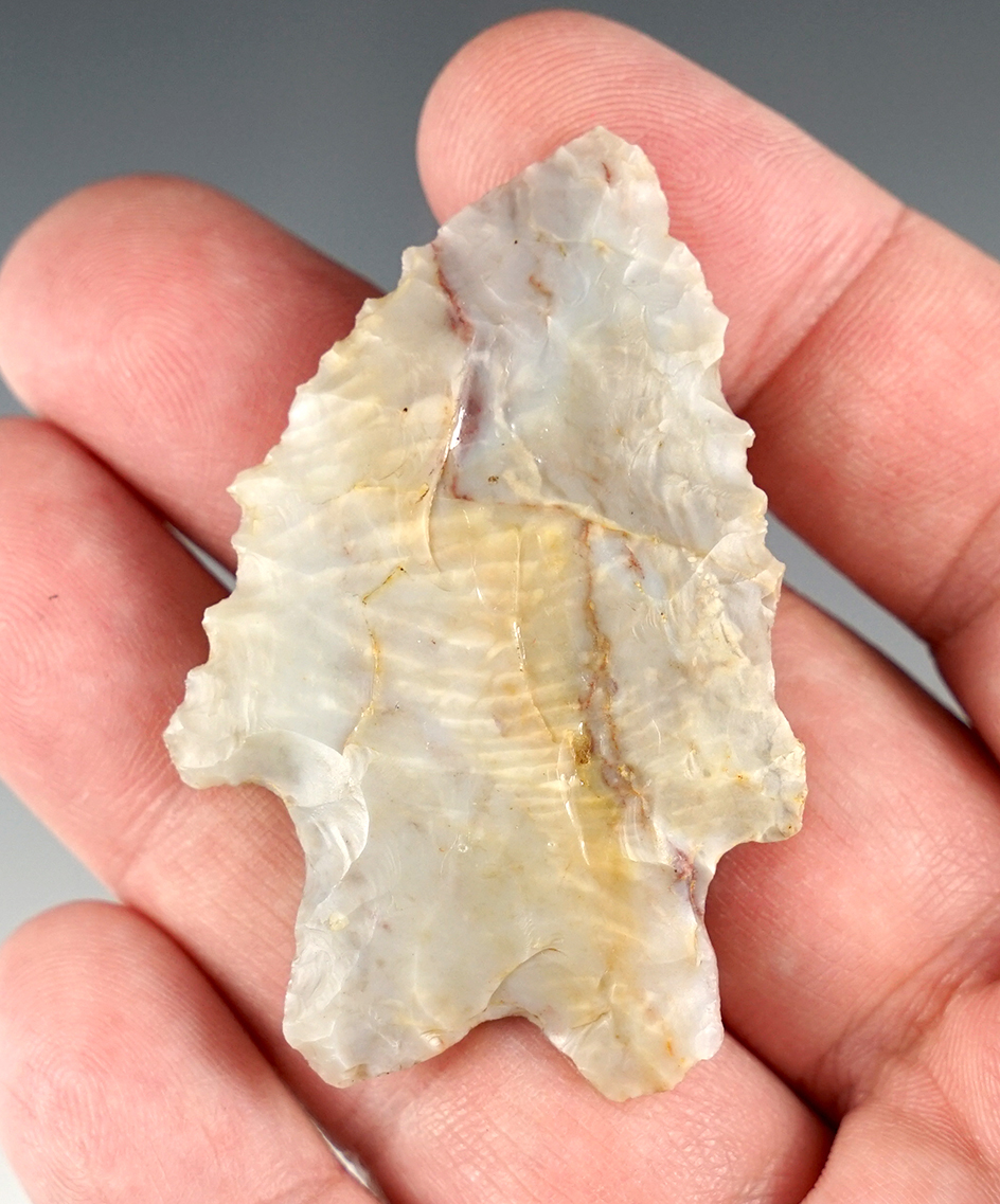 2 5/16" MacCorkle made from Flint Ridge flint. Found in Franklin Co., Ohio. Ex. Copeland.