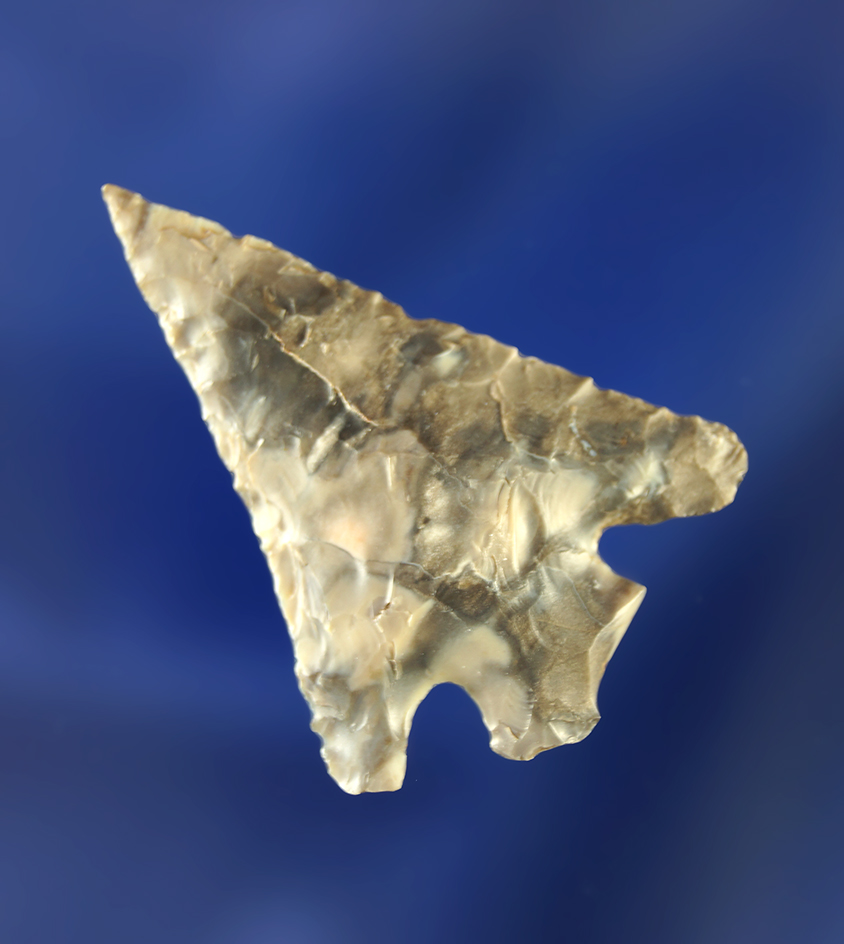 1 3/8" Hells Canyon made from nicely mottled gray and white Flint.