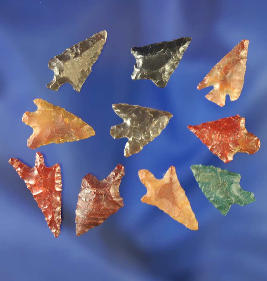 Group 10 assorted Columbia River Gempoints, largest is 7/8".
