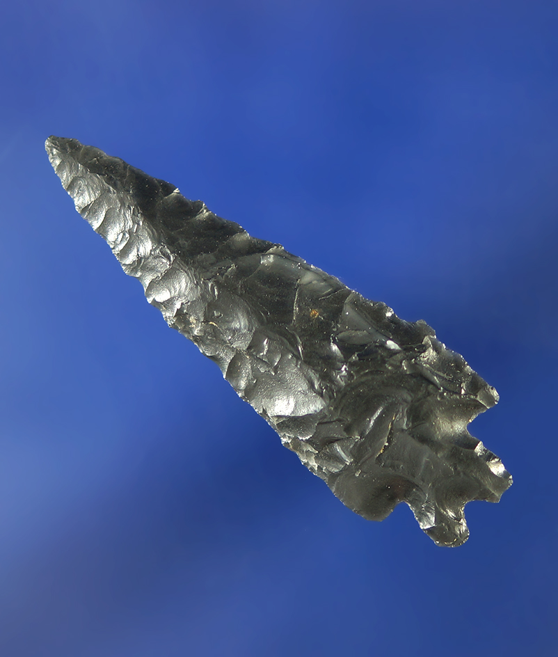 1 9/16" Obsidian Pinto Basin found near Fort Rock Oregon.