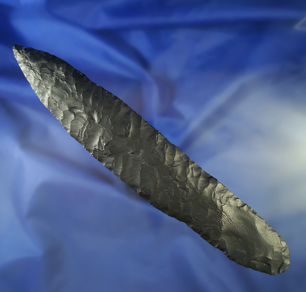 Large and nice! 8 1/2" Stemmed Knife made from high-grade, fine grained basalt.