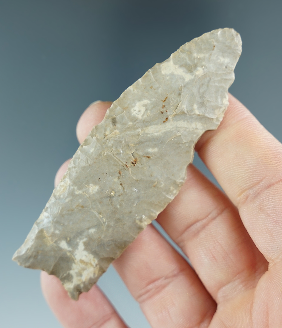 3 1/8" Paleo fluted Clovis made from Fort Payne chert found in Grayson County Kentucky.