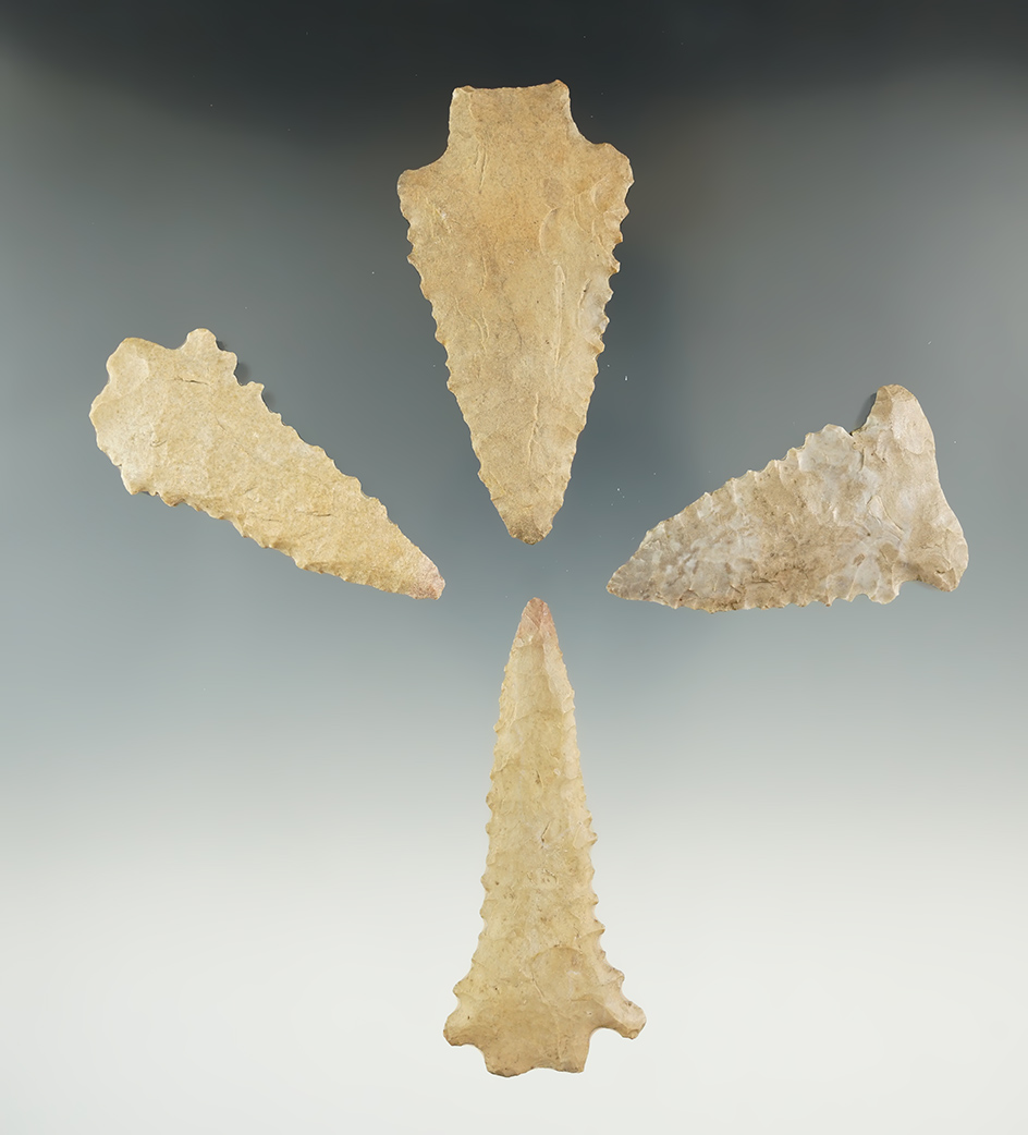 Excellent set of serrated knives found in Kentucky, largest is 2 7/8". Ex. Henry English.