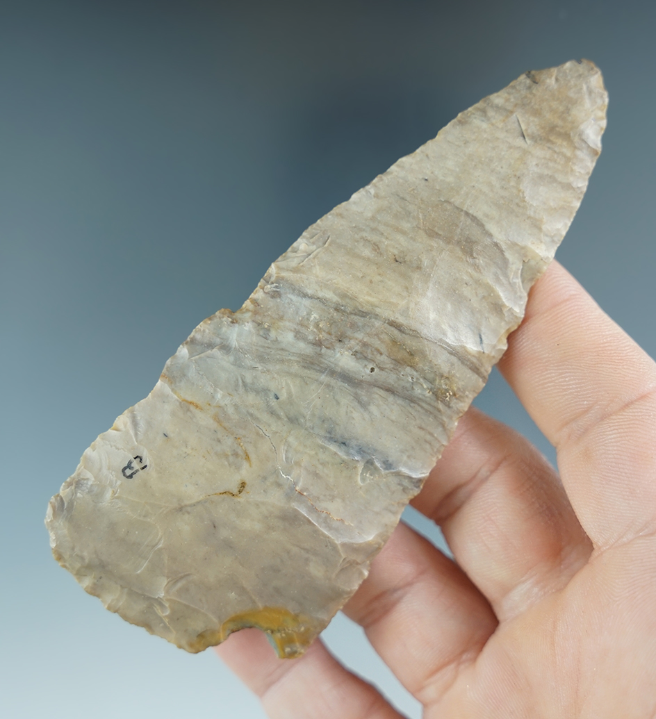 4 1/8" Cornernotch knife found near Sauvies Island, Columbia River, Oregon.