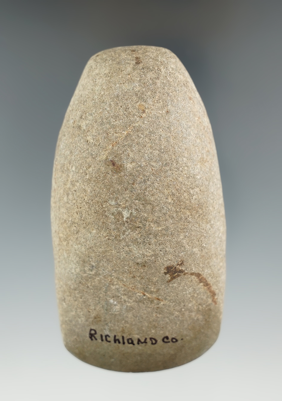 3 5/8" Fine Diorite Celt found along the Black Fork River in Richland Co., Ohio