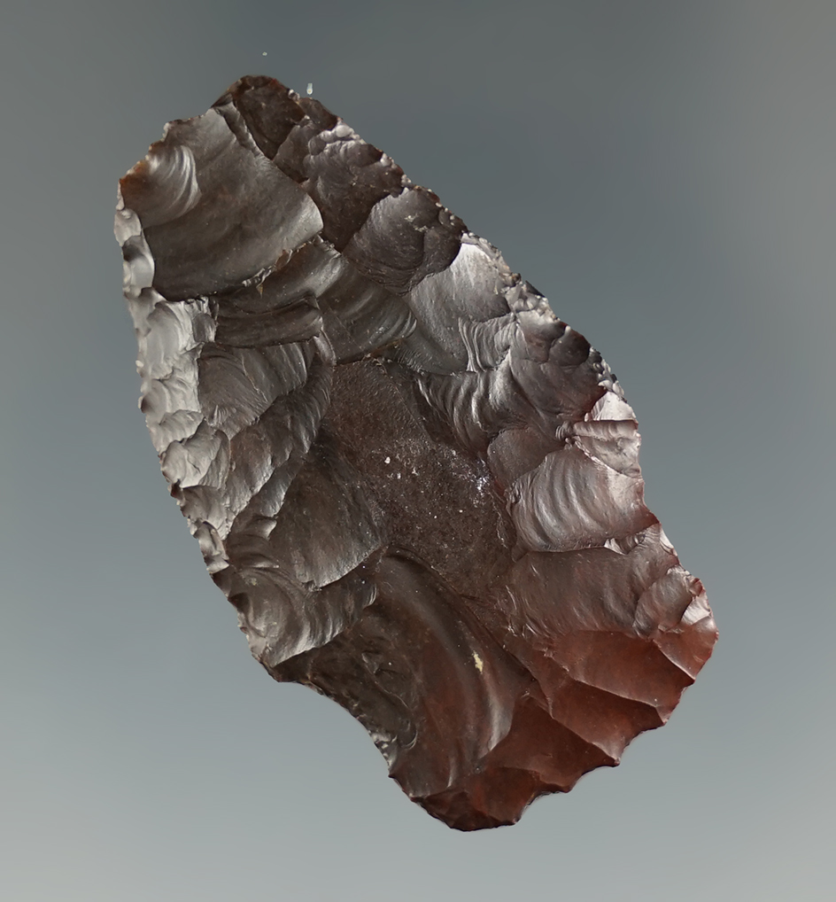 1 3/4" Cody Complex made from red cryptocrystalline, from the Columbia Plateau, WA