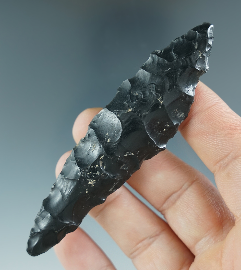 3 11/16" Paleo Haskett with nicely ground lower edges found near Klamath Falls, Oregon.