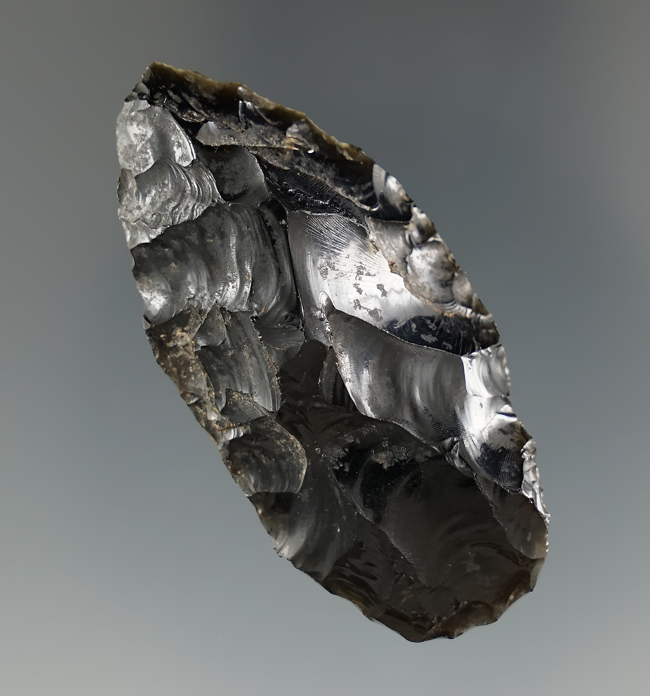 2" Paleo Silver Lake found in southern Oregon made from obsidian. Pictured in Overstreet #9