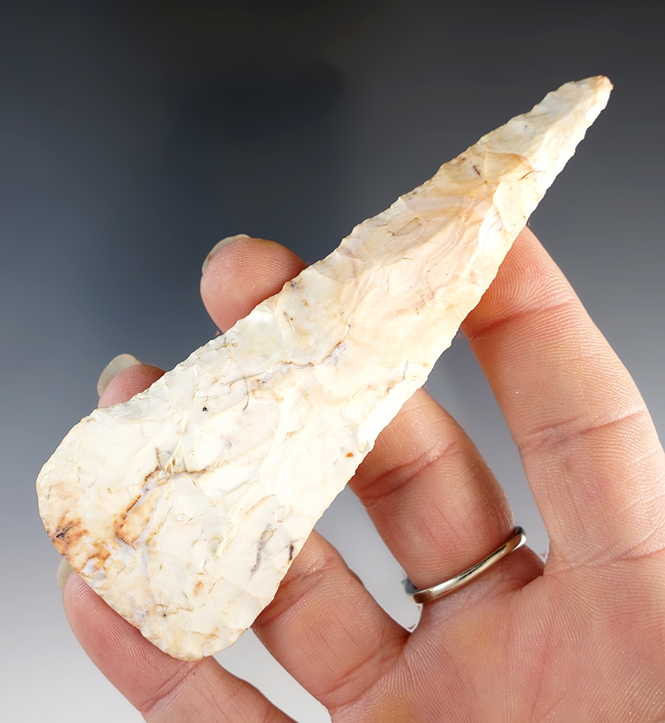 4 1/8" Beveled Cobbs Knife, Flint Ridge Flint Ohio.