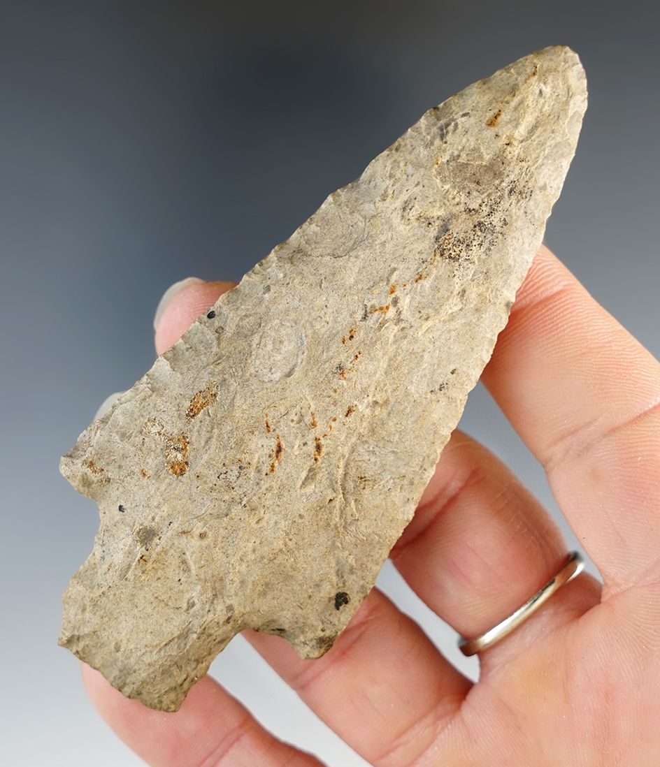 3 13/16" Archaic Stemmed Knife, Wayne Co., Ohio.