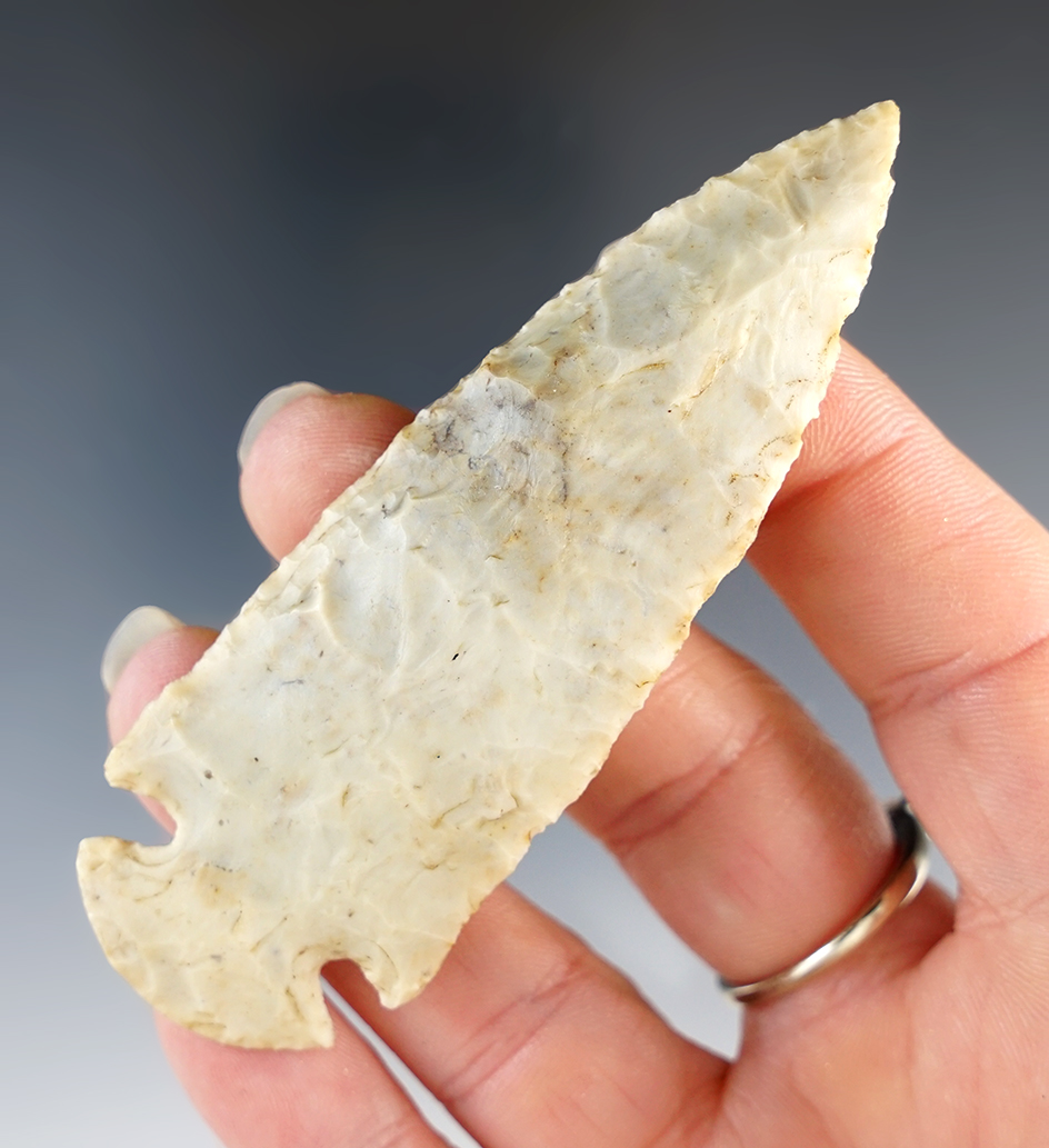 3 3/8" Dovetail, found in Pickaway Co., Ohio.