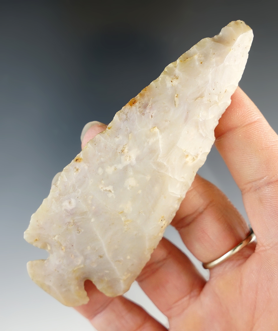 4" Flint Ridge Flint Dovetail, found in Ohio.