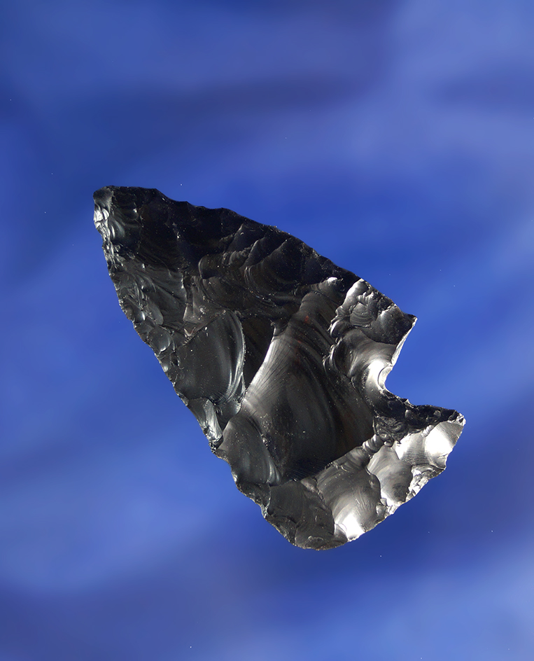 Unique and large for size! 2" obsidian Fountain Bar  found near Fort Rock Oregon.