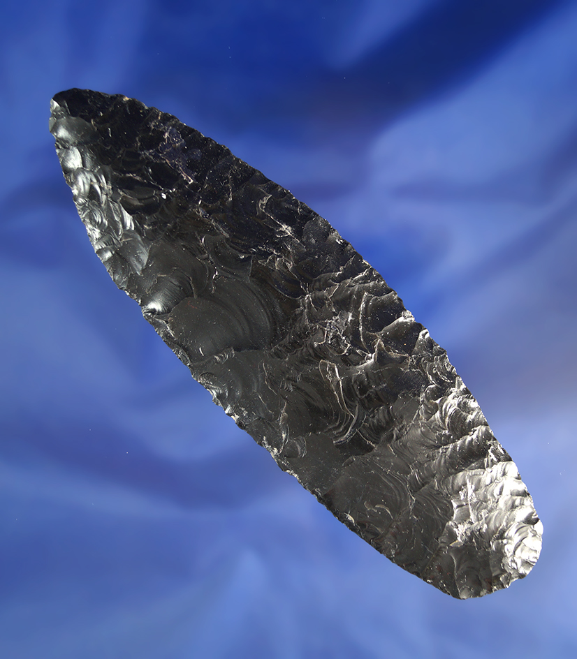 Sale highlight! Beautiful flaking on this 5 9/16" obsidian Cascade Blade found near Fort Rock OR.