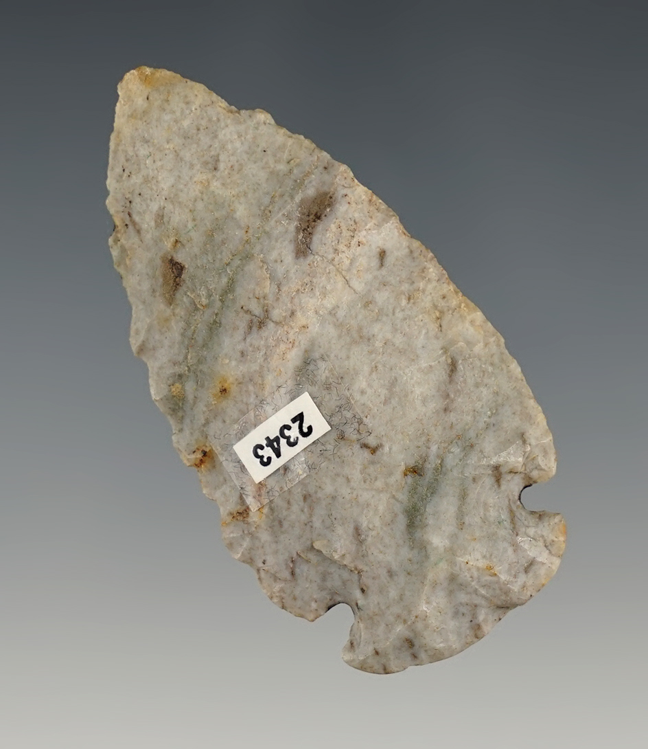 Nice little 2 1/4" Dovetail made from Indiana Green. Found in Ansonia, Darke Co., Ohio.