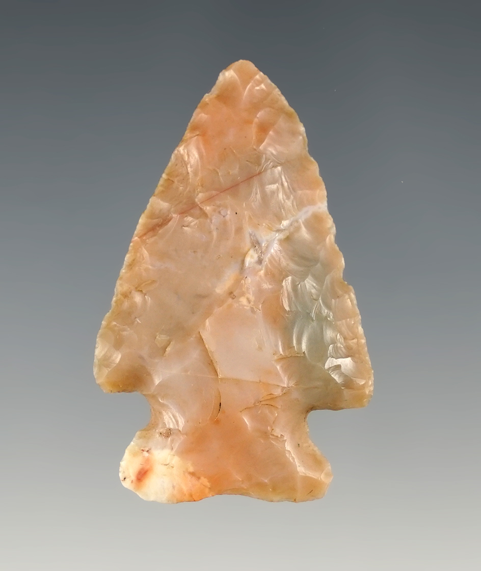 1 13/16" Archaic Corner Notch - highly colorful Flint Ridge - Richland Co., Ohio.