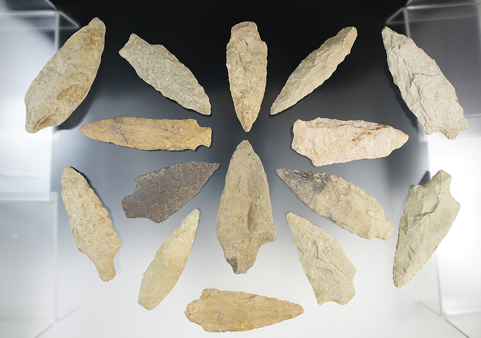 Set of 15 nice points found in the Eastern U.S. The largest is 4".