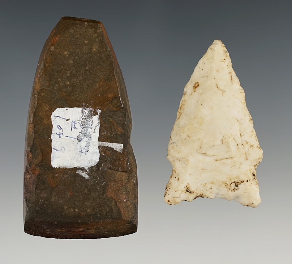 Pair of nice Arkansas artifacts including a Celt and a nice point. The largest is 2 5/8".