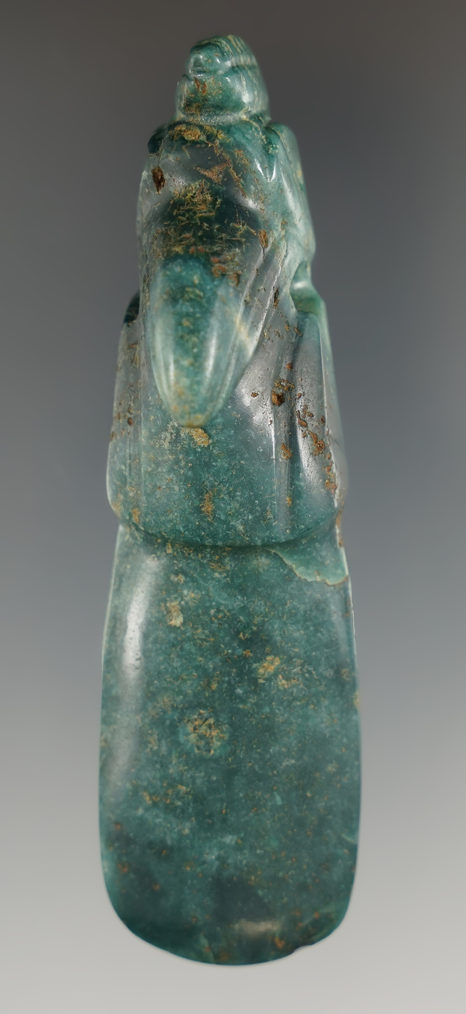 Beautifully polished Jade 3 3/4" Avian Effigy Pendant found in Costa Rica.