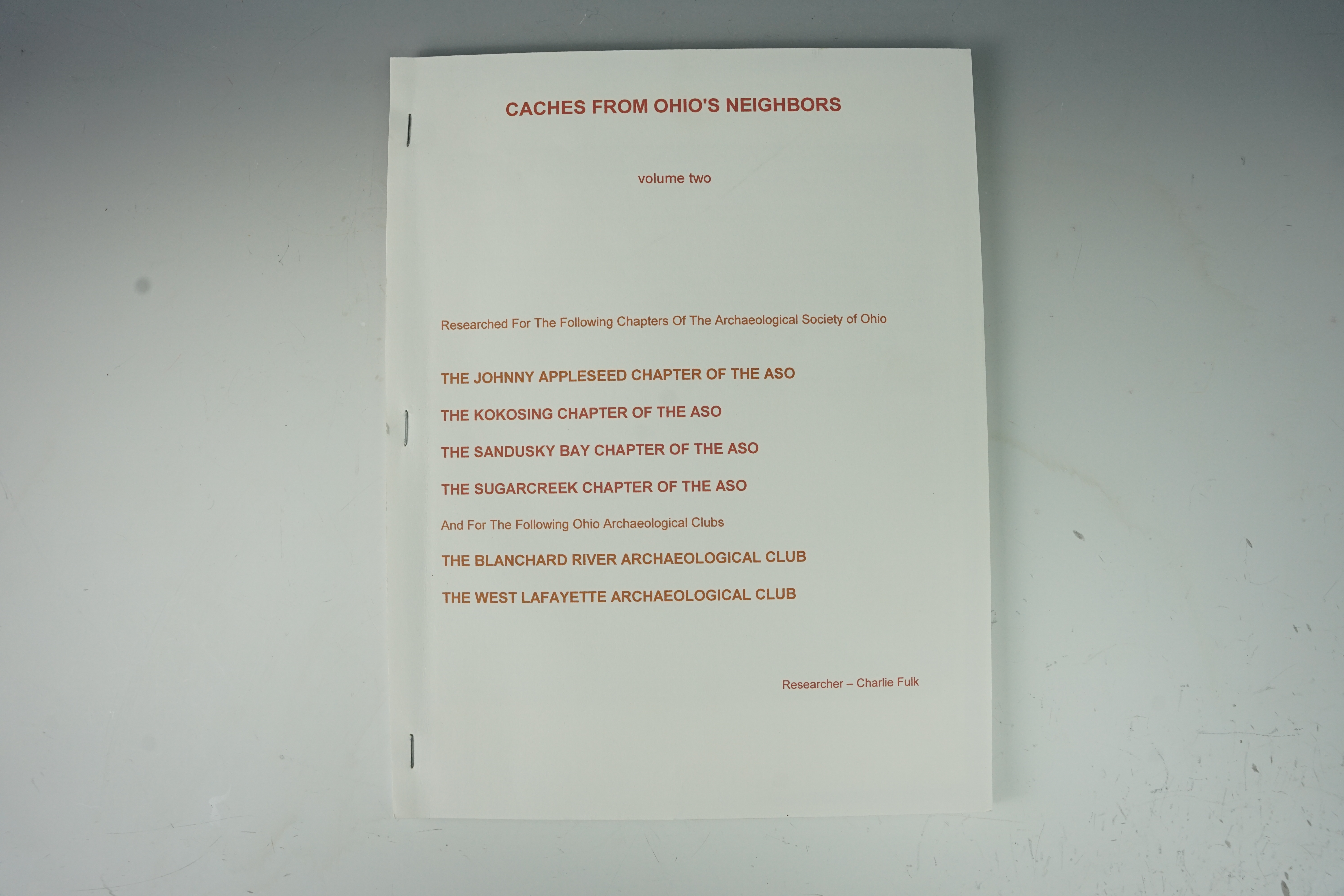 Very interesting booklet "Caches from Ohio's Neighbors" by Charlie Fulk.