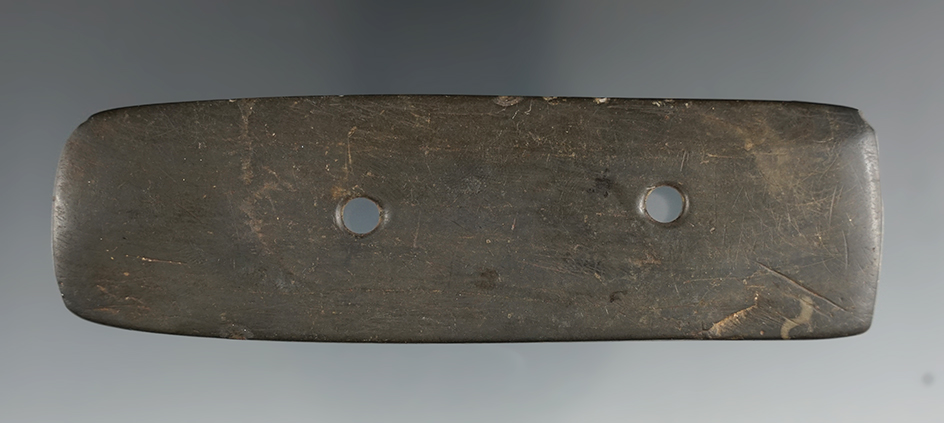 4 5/8" Bar Gorget made from Slate, found in Ohio. Ex. Mel Wilkins Collection.