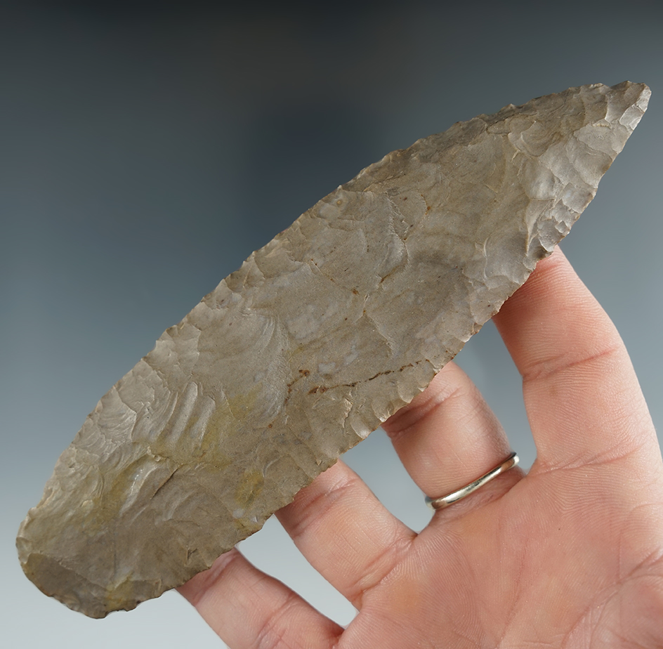 5 5/8" Fort Payne Chert Archaic Knife found in Kentucky.