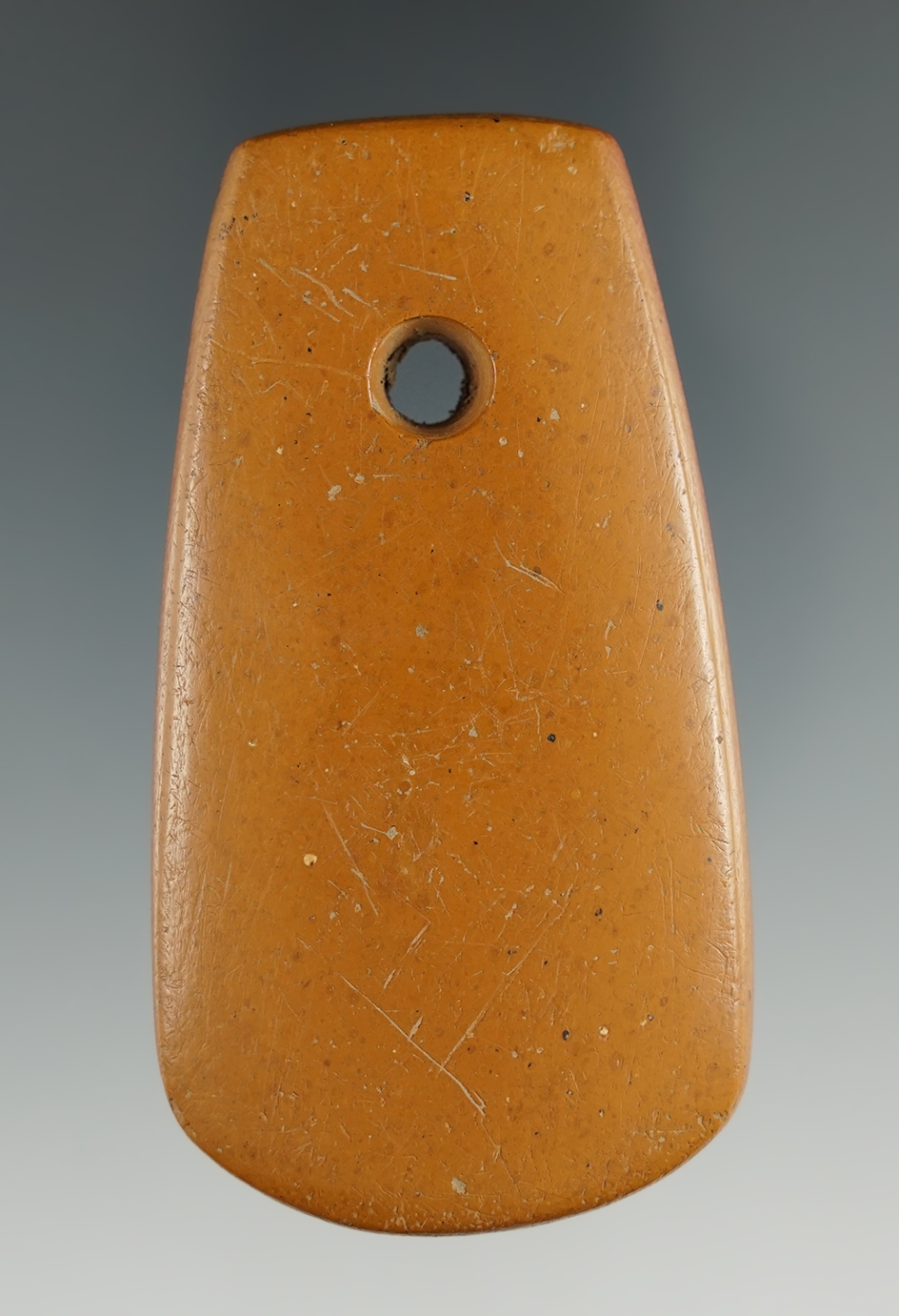 Rare and beautiful 2 7/8" Pendant made from dual colored red and tan Pipestone - Marietta, Ohio.