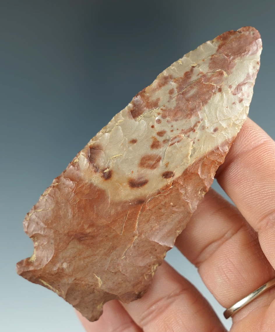 3 5/16" Archaic Cornernotch made from attractive Buffalo River Chert found in Tennessee.