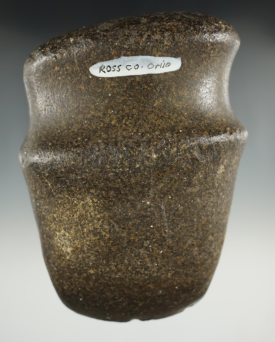 5 1/4" long 3/4 grooved hardstone Axe that is well polished found in Ross Co., Ohio.