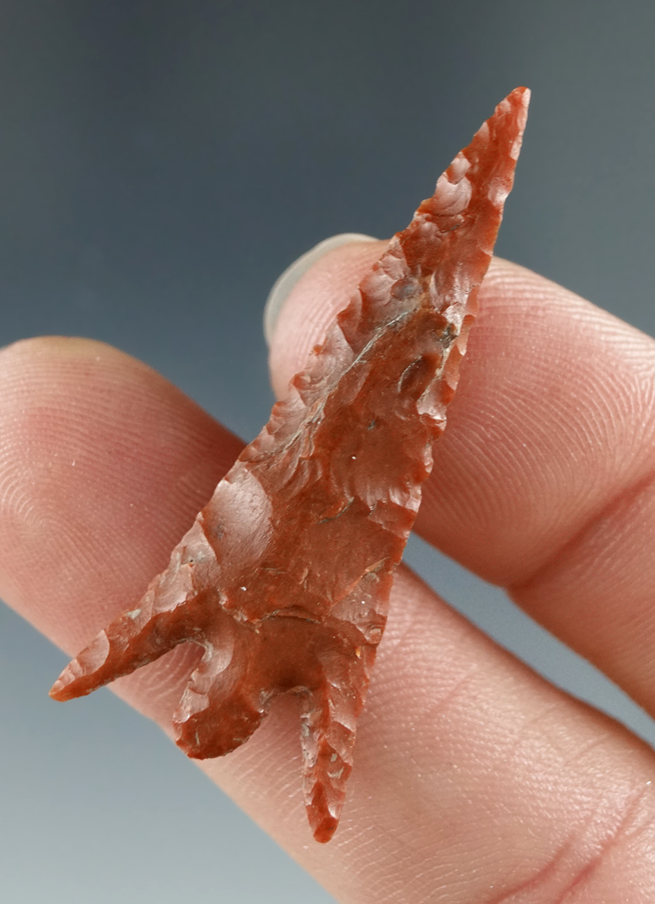 1 5/8" Columbia Plateau high grade Point, made from Red Agate, found near the Columbia River.