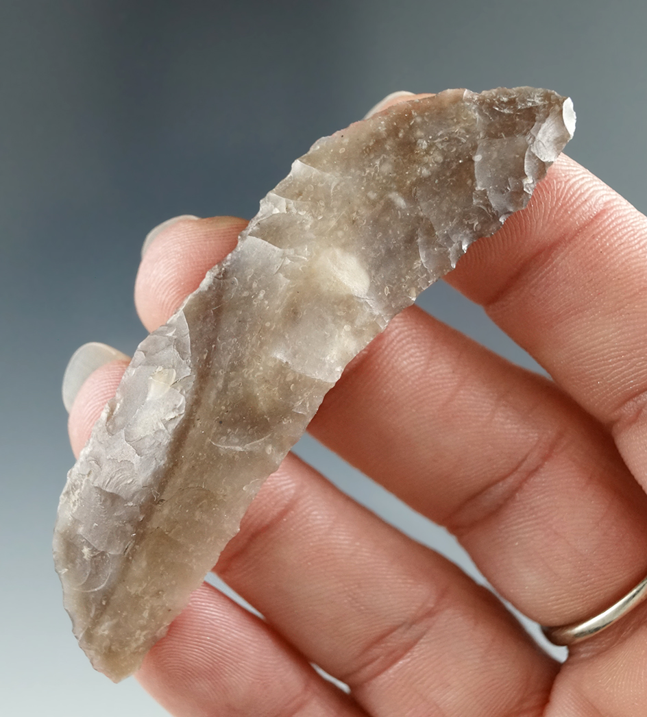 2 3/4" Paleo Crescent made from Grey Agate, found in the Alvord Desert, Oregon.