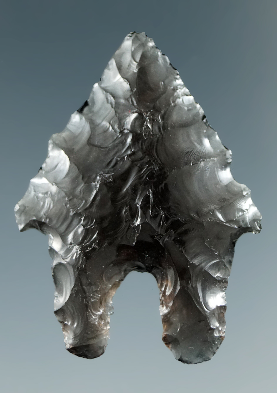 1 3/8" Pinto Basin made from Translucent Obsidian. Found in the Great Basin, Oregon.