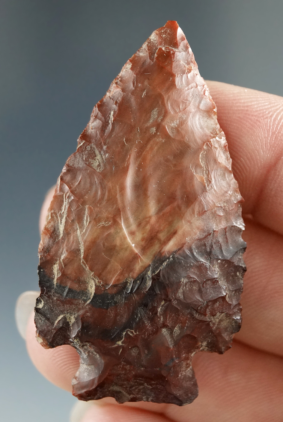1 15/16" Corner Notch Point made from Red-Brown Jasper, found near the Columbia River.